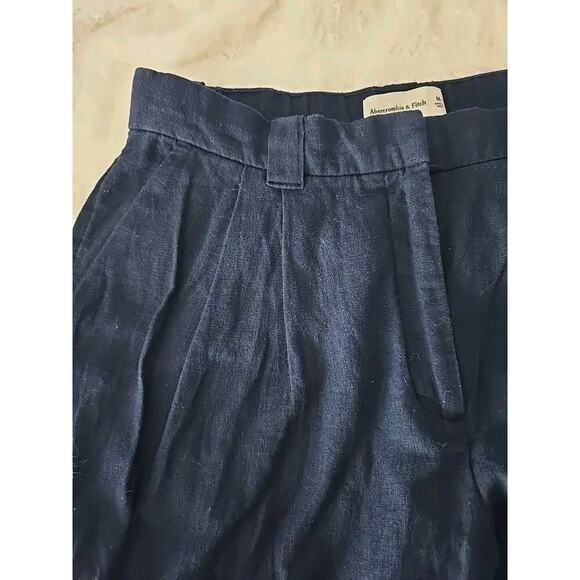 Abercrombie & Fitch Comfy Linen Cotton Blend Wide Leg Pant Blue Sz M Resort - Picture 8 of 12
